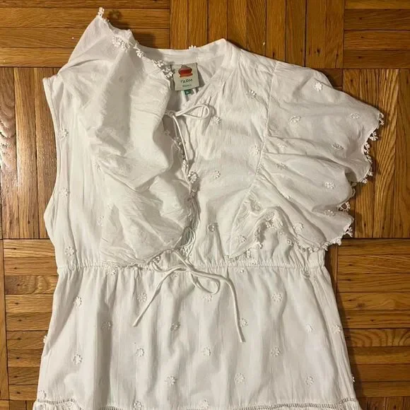 Prairie Cottagecore White Embroidered Dress | Farm Rio XL - Picture 8 of 10